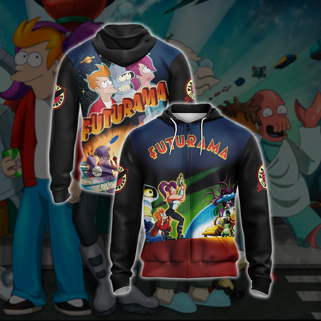 Futurama New Style Unisex 3D T-shirt Zip Hoodie XS