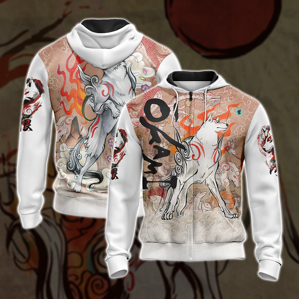 Okami New Version Unisex 3D T-shirt Zip Hoodie XS
