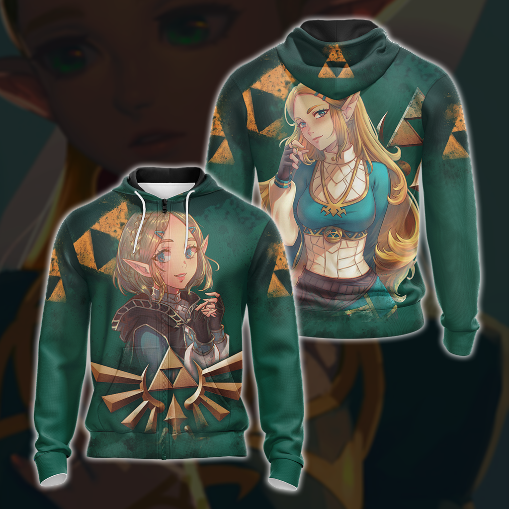 Princess Zelda The Legend of Zelda All Over Print T-shirt Zip Hoodie Pullover Hoodie Zip Hoodie S