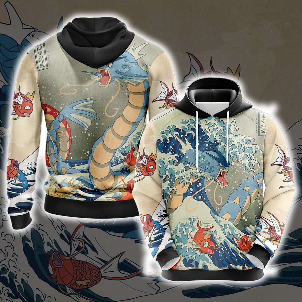 Pokemon - Gyarados Video Game All Over Printed T-shirt Tank Top Zip Hoodie Pullover Hoodie Hawaiian Shirt Beach Shorts Joggers Hoodie S 