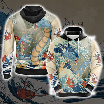 Pokemon - Gyarados Video Game All Over Printed T-shirt Tank Top Zip Hoodie Pullover Hoodie Hawaiian Shirt Beach Shorts Joggers Hoodie S 