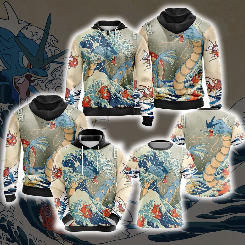 Pokemon - Gyarados Video Game All Over Printed T-shirt Tank Top Zip Hoodie Pullover Hoodie Hawaiian Shirt Beach Shorts Joggers   