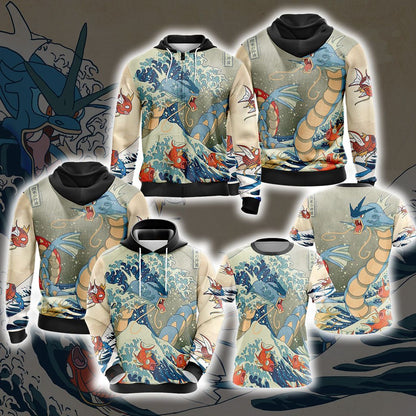 Pokemon - Gyarados Video Game All Over Printed T-shirt Tank Top Zip Hoodie Pullover Hoodie Hawaiian Shirt Beach Shorts Joggers   