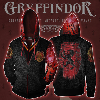 The Gryffindor Lion Harry Potter 3D T-shirt Zip Hoodie S 