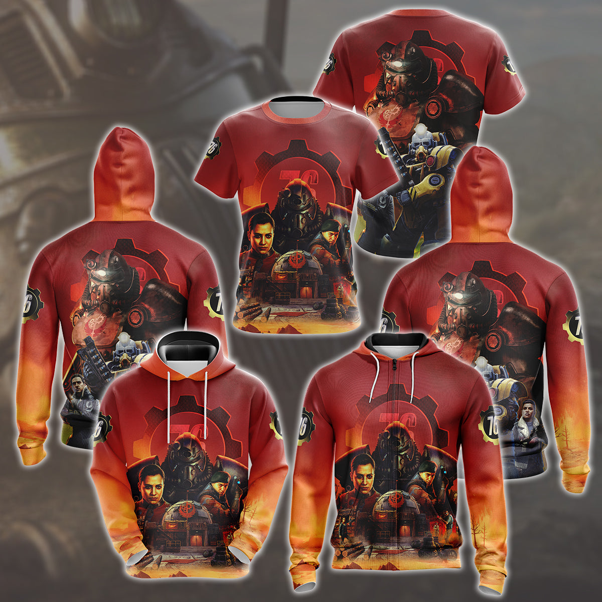 Fallout 76 Video Game All Over Printed T-shirt Tank Top Zip Hoodie Pullover Hoodie Hawaiian Shirt Beach Shorts Joggers