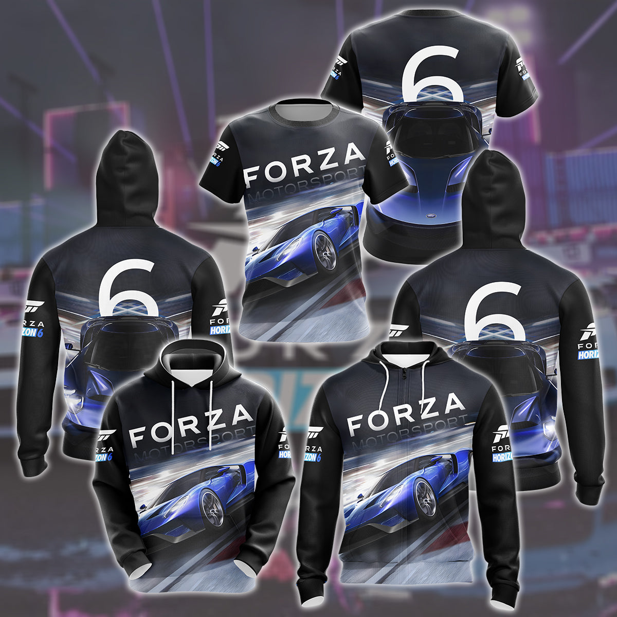 Forza Horizon 6 Video Game All Over Printed T-shirt Tank Top Zip Hoodie Pullover Hoodie Hawaiian Shirt Beach Shorts Joggers