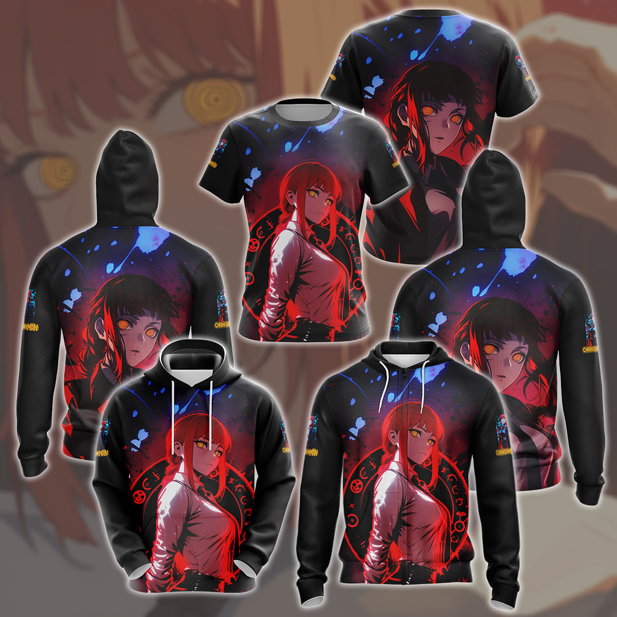 Chainsaw Man Makima Anime Manga All Over Printed T-shirt Tank Top Zip Hoodie Pullover Hoodie Hawaiian Shirt Beach Shorts Joggers