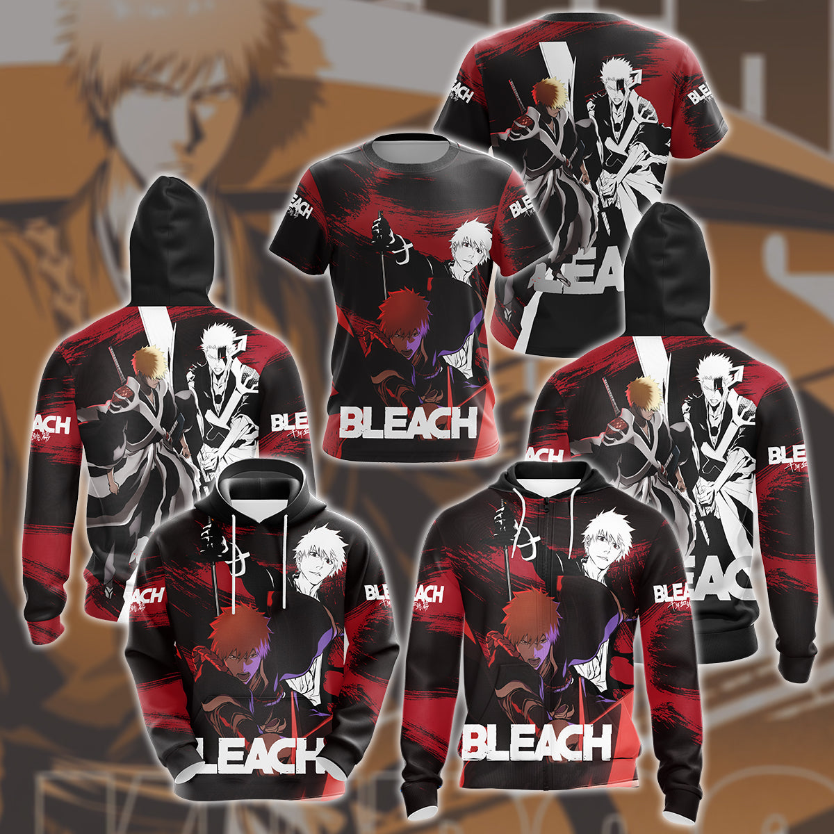Bleach: Thousand-Year Blood War Manga Anime All Over Printed T-shirt Tank Top Zip Hoodie Pullover Hoodie Hawaiian Shirt Beach Shorts Joggers