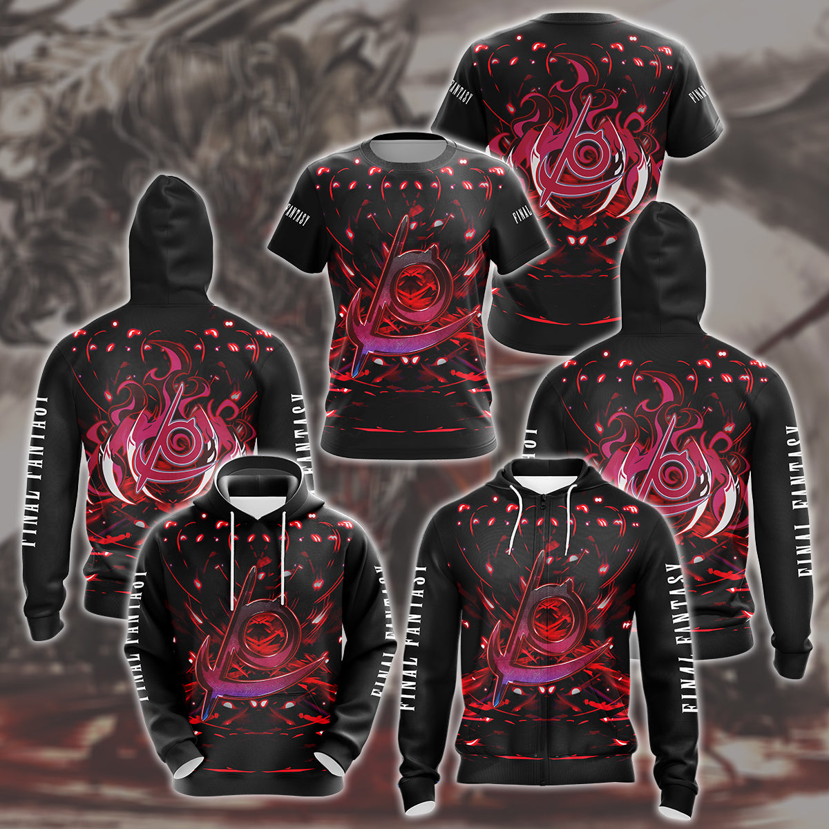 Final Fantasy Reaper Video Game All Over Printed T-shirt Tank Top Zip Hoodie Pullover Hoodie Hawaiian Shirt Beach Shorts Joggers