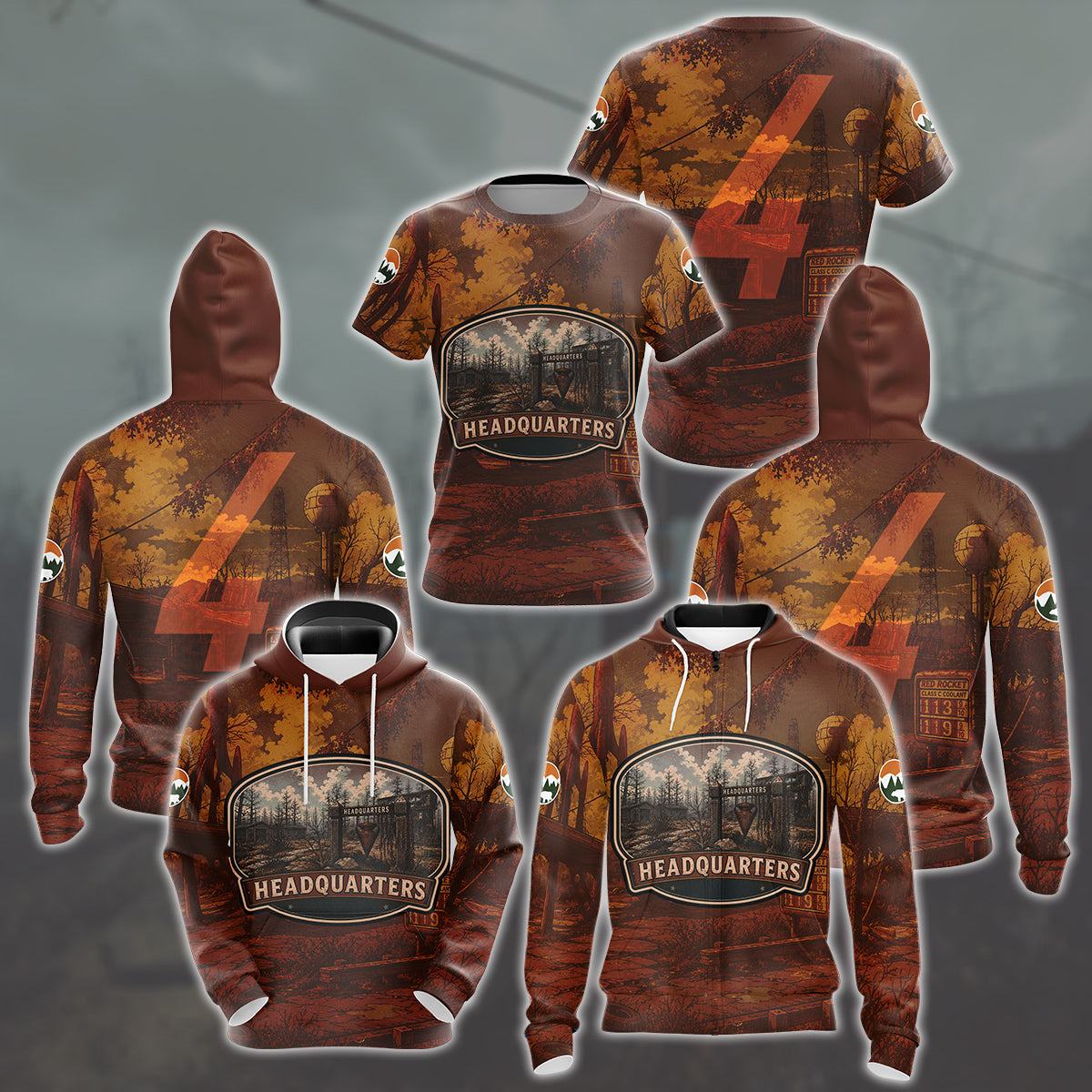 Fallout 4 Vintage National Park Style Video Game All Over Printed T-shirt Tank Top Zip Hoodie Pullover Hoodie Hawaiian Shirt Beach Shorts Joggers