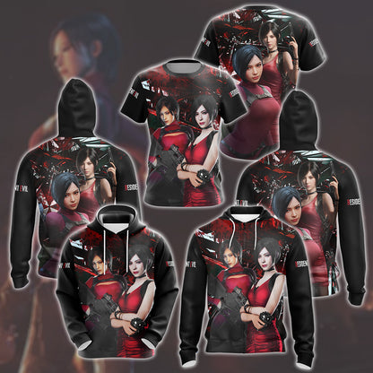 Resident Evil Ada Wong Video Game All Over Printed T-shirt Tank Top Zip Hoodie Pullover Hoodie Hawaiian Shirt Beach Shorts Joggers