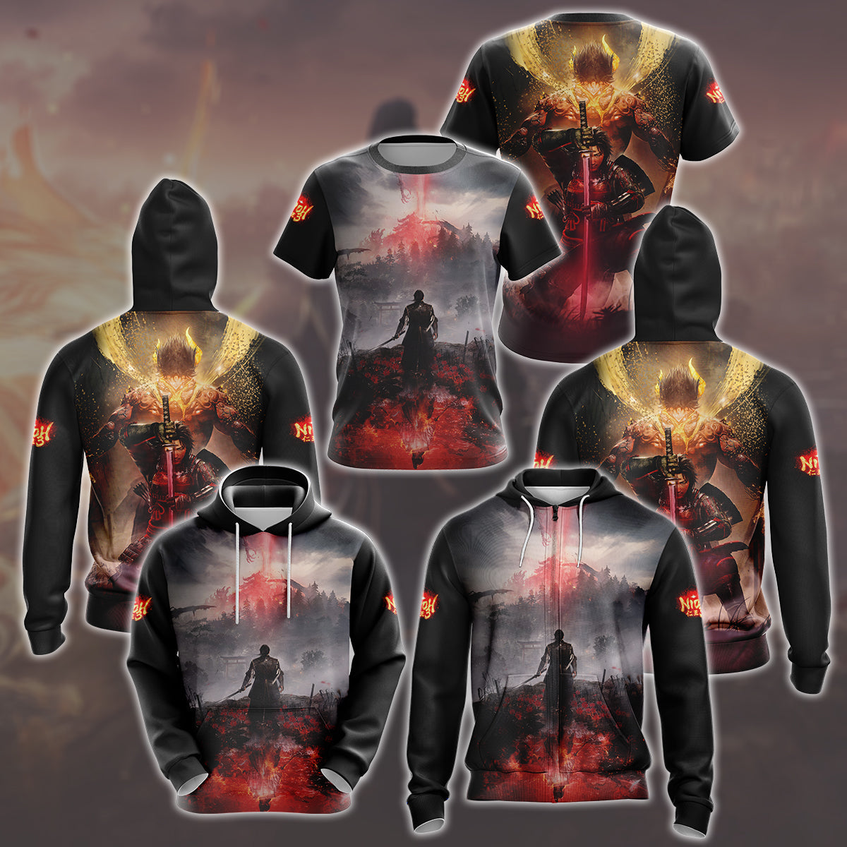 Nioh 3 Video Game All Over Printed T-shirt Tank Top Zip Hoodie Pullover Hoodie Hawaiian Shirt Beach Shorts Joggers