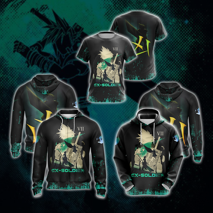 Final fantasy VII Ex-Soldier Unisex 3D T-shirt   