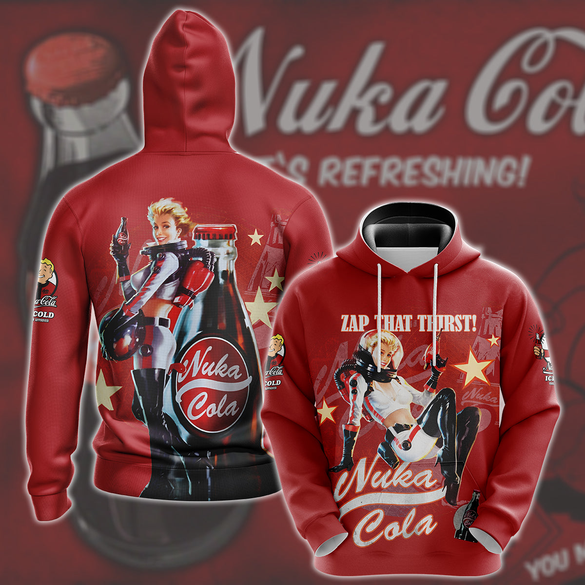 Fallout Nuka-Cola Video Game All Over Printed T-shirt Tank Top Zip Hoodie Pullover Hoodie Hawaiian Shirt Beach Shorts Joggers Hoodie