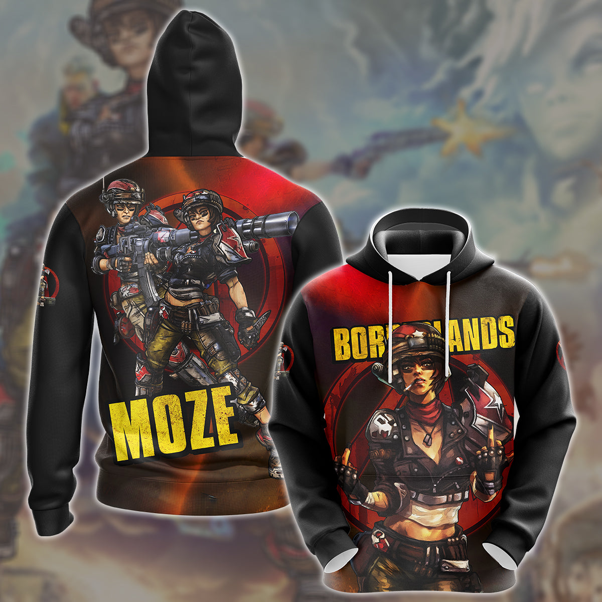 Borderlands Moze Video Game All Over Printed T-shirt Tank Top Zip Hoodie Pullover Hoodie Hawaiian Shirt Beach Shorts Joggers Hoodie S