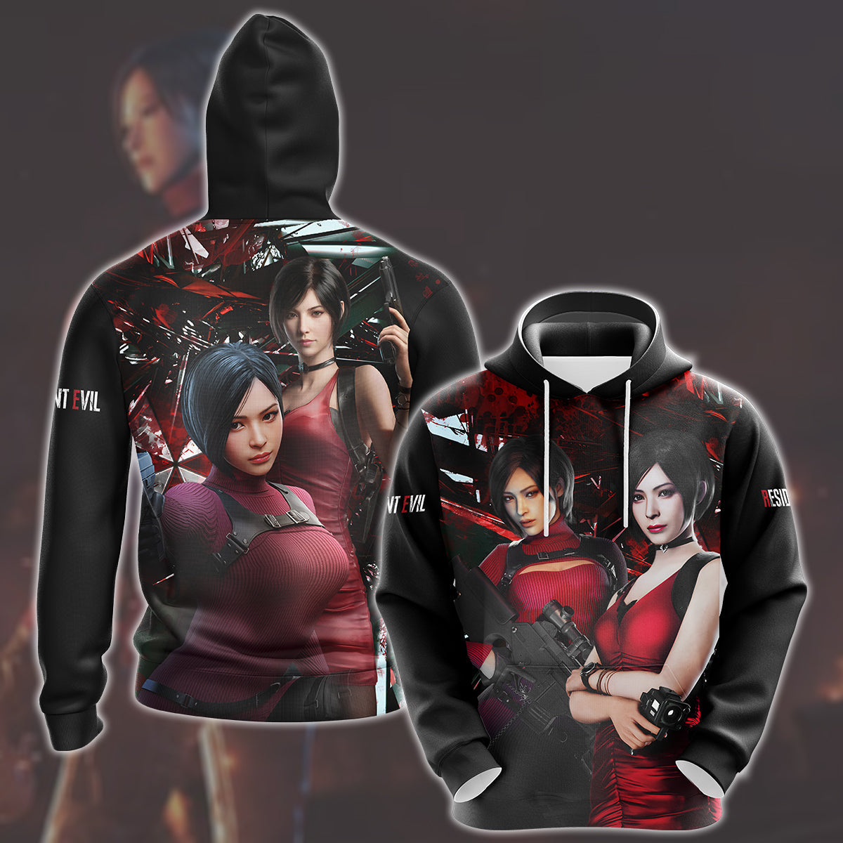 Resident Evil Ada Wong Video Game All Over Printed T-shirt Tank Top Zip Hoodie Pullover Hoodie Hawaiian Shirt Beach Shorts Joggers Hoodie