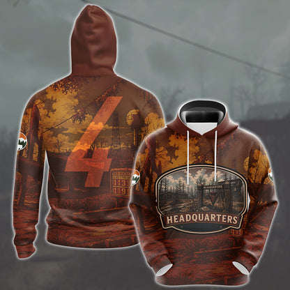 Fallout 4 Vintage National Park Style Video Game All Over Printed T-shirt Tank Top Zip Hoodie Pullover Hoodie Hawaiian Shirt Beach Shorts Joggers Hoodie