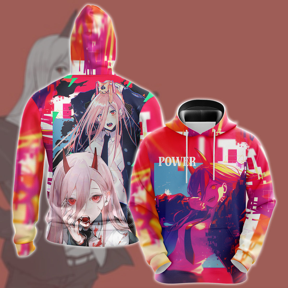 Chainsaw Man Power Anime Manga All Over Printed T-shirt Tank Top Zip Hoodie Pullover Hoodie Hawaiian Shirt Beach Shorts Joggers Hoodie
