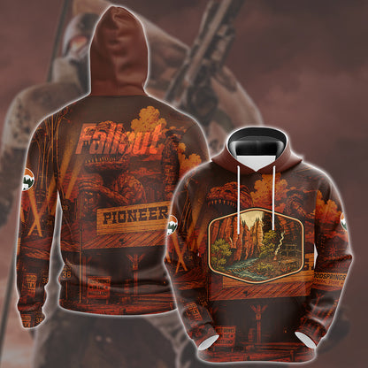 Fallout: New Vegas Vintage National Park Style Video Game All Over Printed T-shirt Tank Top Zip Hoodie Pullover Hoodie Hawaiian Shirt Beach Shorts Joggers Hoodie
