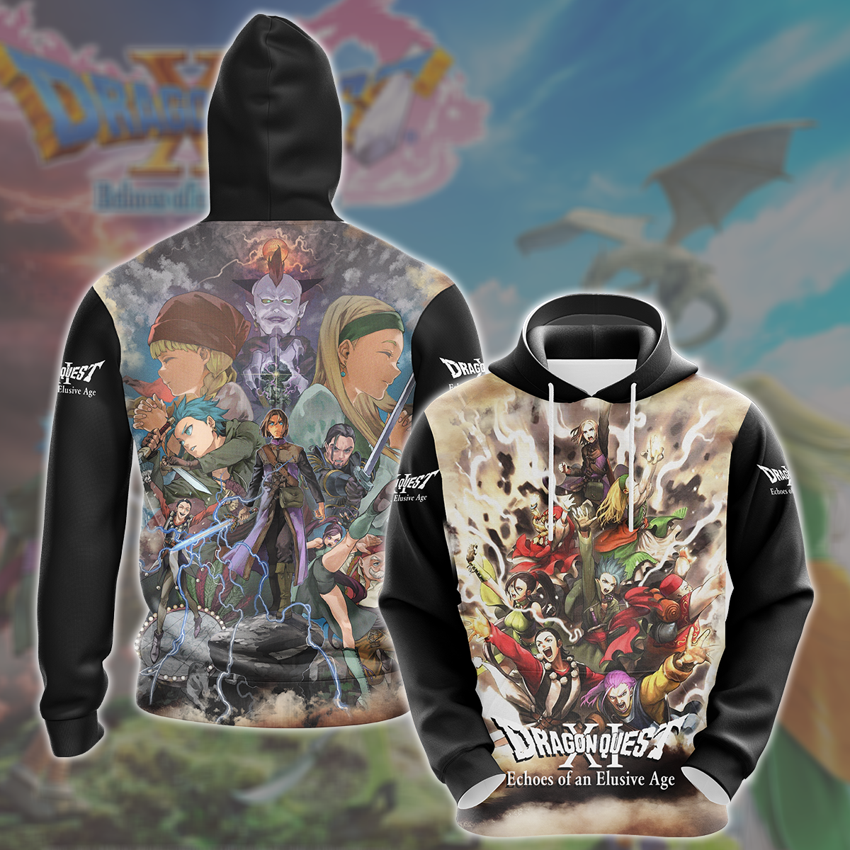 Dragon Quest XI: Echoes of an Elusive Age Video Game All Over Printed T-shirt Tank Top Zip Hoodie Pullover Hoodie Hawaiian Shirt Beach Shorts Joggers Hoodie S 