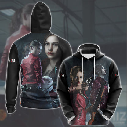 Resident Evil Claire Redfield Video Game All Over Printed T-shirt Tank Top Zip Hoodie Pullover Hoodie Hawaiian Shirt Beach Shorts Joggers Hoodie