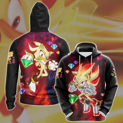 Sonic Super Shadow Chaos Emeralds Video Game All Over Printed T-shirt Tank Top Zip Hoodie Pullover Hoodie Hawaiian Shirt Beach Shorts Joggers