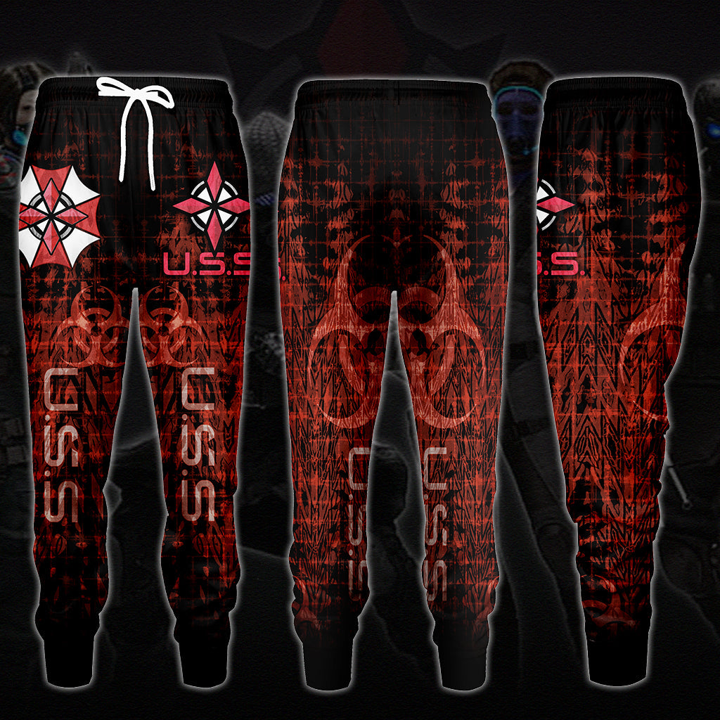 Resident Evil Umbrella Security Service (U.S.S.) Video Game All Over Printed T-shirt Tank Top Zip Hoodie Pullover Hoodie Hawaiian Shirt Beach Shorts Joggers Joggers