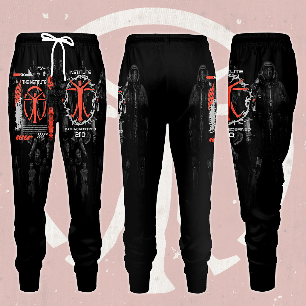 Fallout The Institute Video Game All Over Printed T-shirt Tank Top Zip Hoodie Pullover Hoodie Hawaiian Shirt Beach Shorts Joggers Joggers