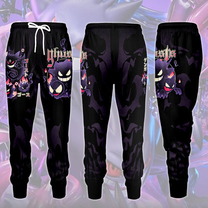 Pokemon Gengar Evolutions Anime Video Game All Over Printed T-shirt Tank Top Zip Hoodie Pullover Hoodie Hawaiian Shirt Beach Shorts Joggers Joggers