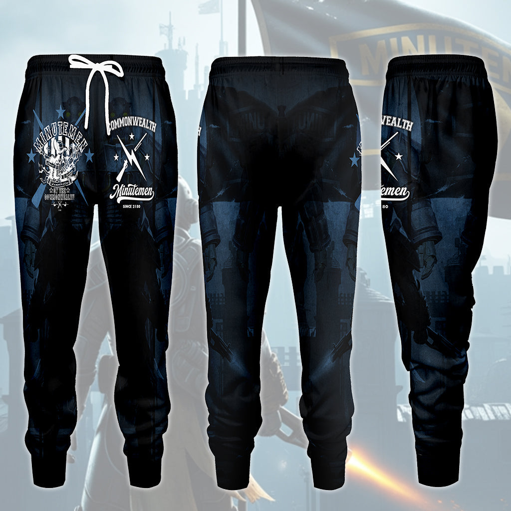 Fallout Commonwealth Minutemen Video Game All Over Printed T-shirt Tank Top Zip Hoodie Pullover Hoodie Hawaiian Shirt Beach Shorts Joggers Joggers