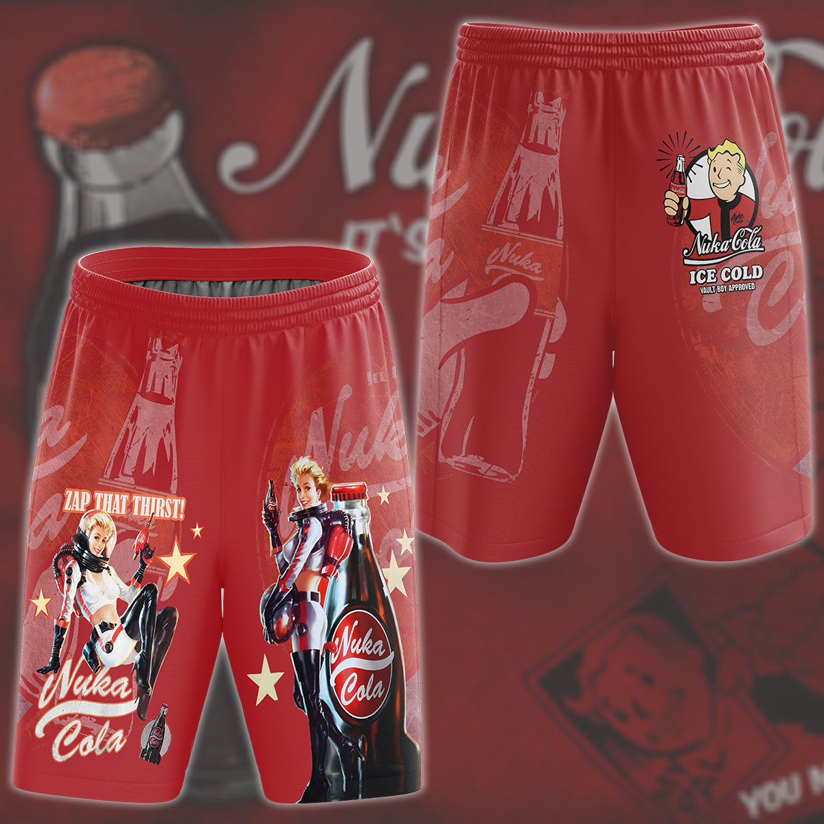 Fallout Nuka-Cola Video Game All Over Printed T-shirt Tank Top Zip Hoodie Pullover Hoodie Hawaiian Shirt Beach Shorts Joggers Beach Shorts