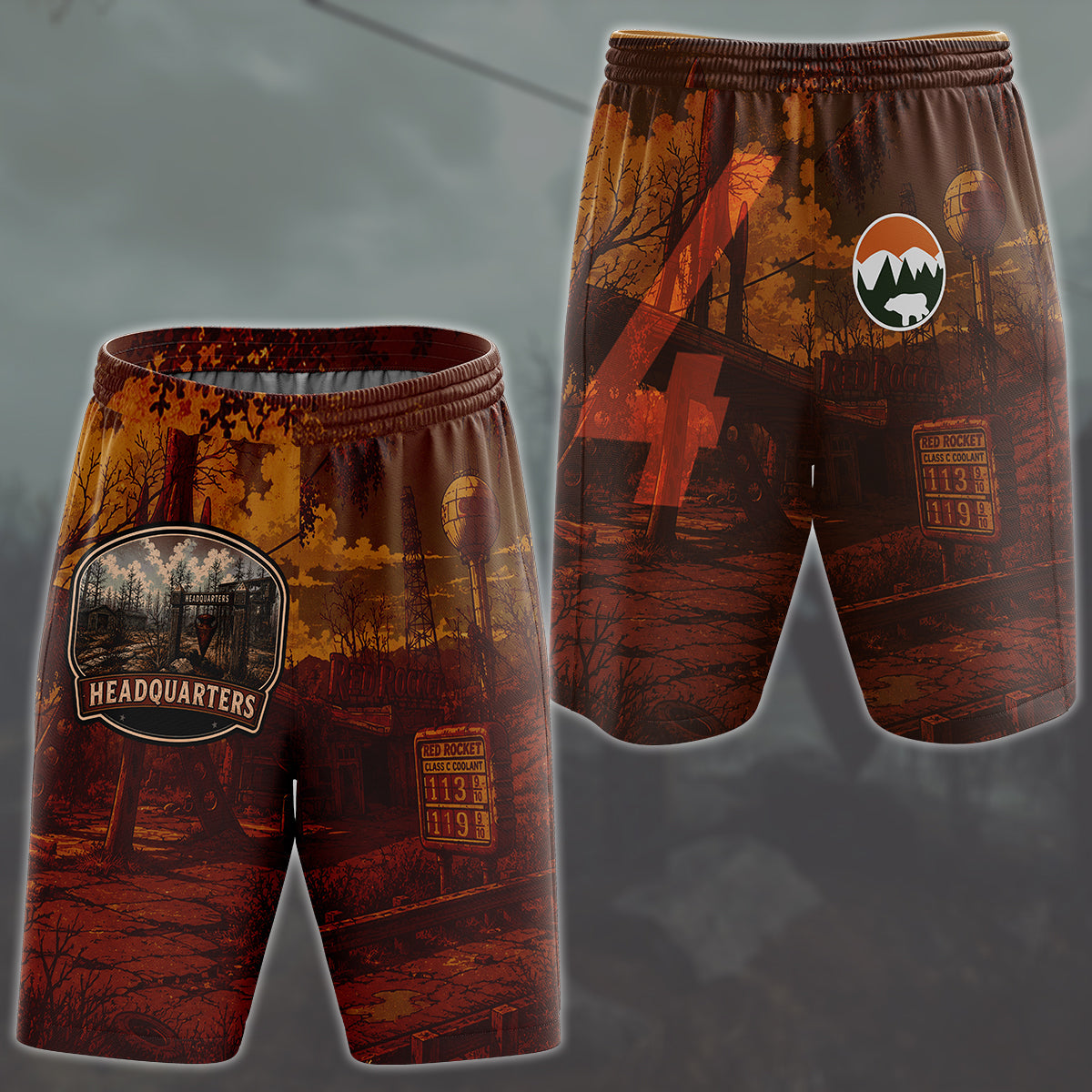 Fallout 4 Vintage National Park Style Video Game All Over Printed T-shirt Tank Top Zip Hoodie Pullover Hoodie Hawaiian Shirt Beach Shorts Joggers Beach Shorts