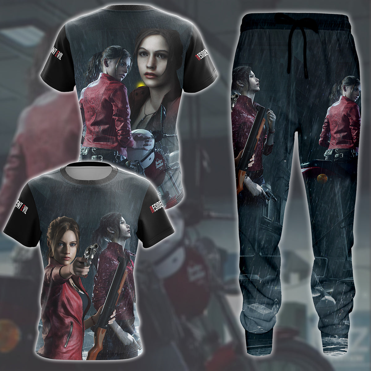 Resident Evil Claire Redfield Video Game All Over Printed T-shirt Tank Top Zip Hoodie Pullover Hoodie Hawaiian Shirt Beach Shorts Joggers