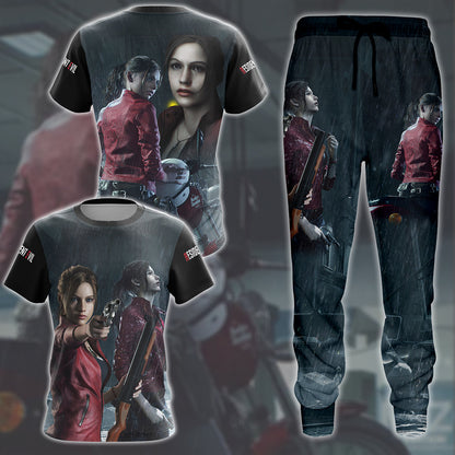 Resident Evil Claire Redfield Video Game All Over Printed T-shirt Tank Top Zip Hoodie Pullover Hoodie Hawaiian Shirt Beach Shorts Joggers