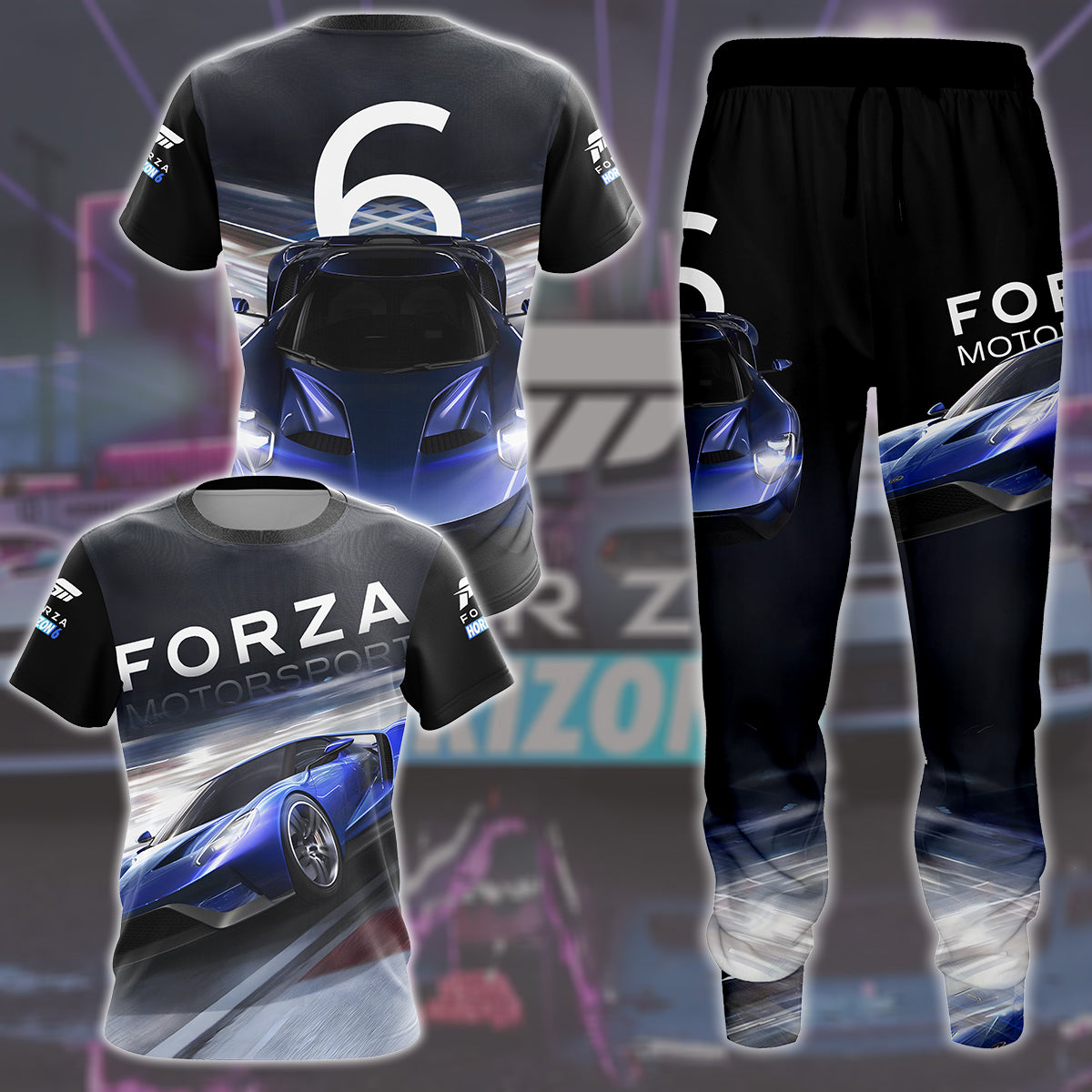Forza Horizon 6 Video Game All Over Printed T-shirt Tank Top Zip Hoodie Pullover Hoodie Hawaiian Shirt Beach Shorts Joggers