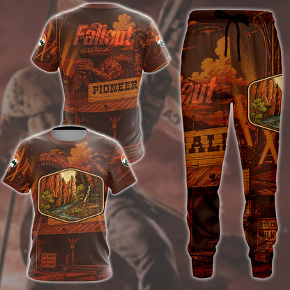 Fallout: New Vegas Vintage National Park Style Video Game All Over Printed T-shirt Tank Top Zip Hoodie Pullover Hoodie Hawaiian Shirt Beach Shorts Joggers