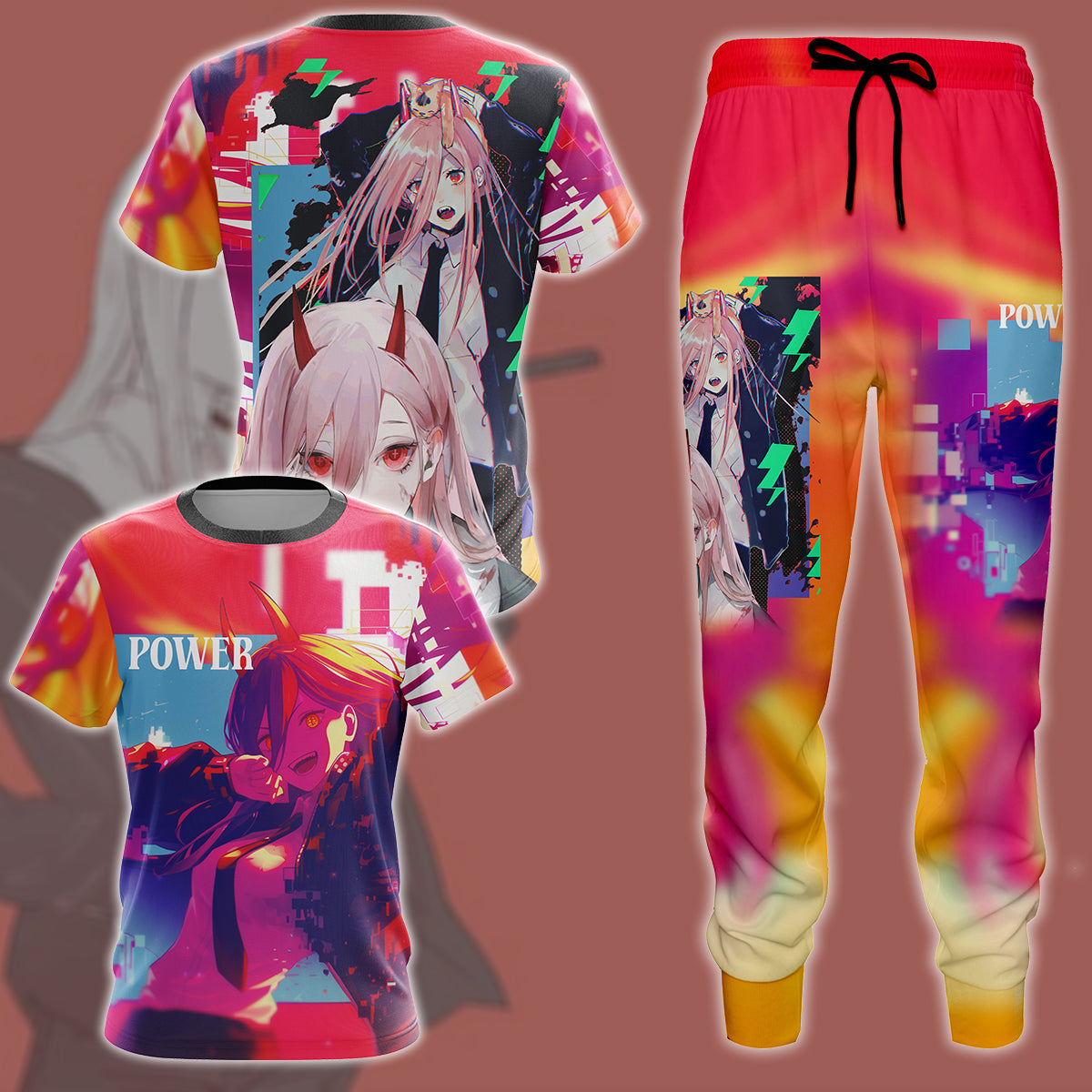 Chainsaw Man Power Anime Manga All Over Printed T-shirt Tank Top Zip Hoodie Pullover Hoodie Hawaiian Shirt Beach Shorts Joggers