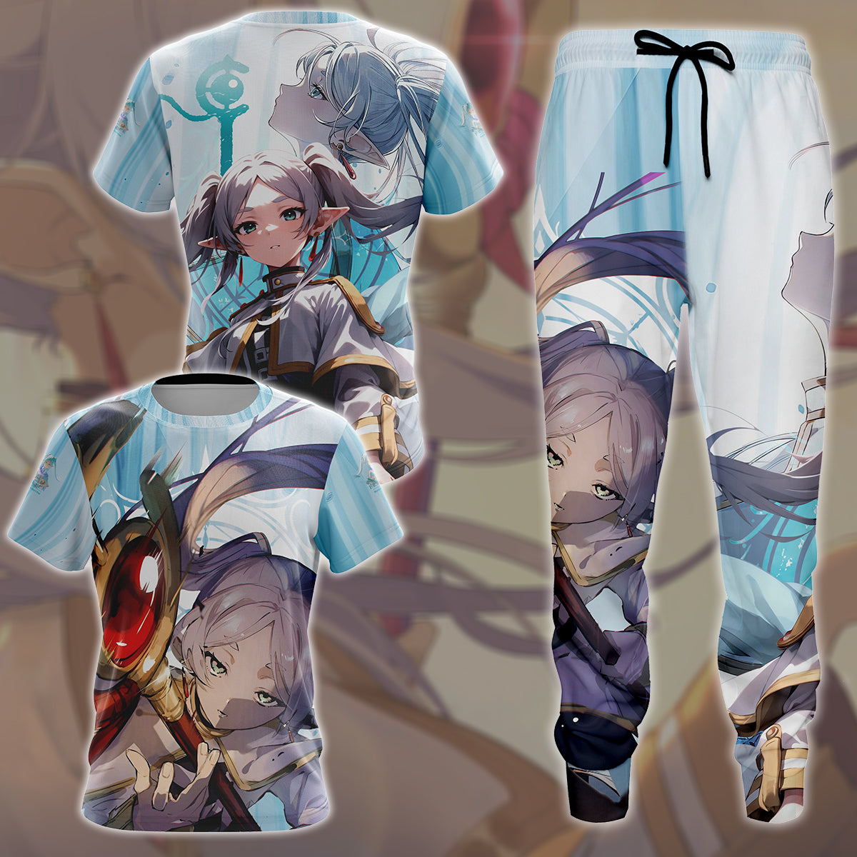 Frieren Anime Manga All Over Printed T-shirt Tank Top Zip Hoodie Pullover Hoodie Hawaiian Shirt Beach Shorts Joggers