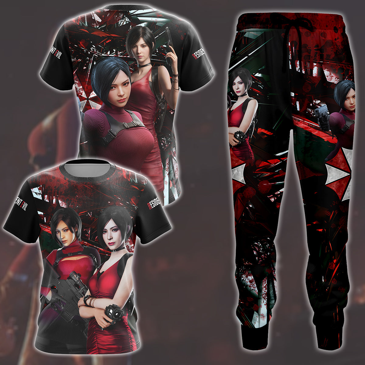 Resident Evil Ada Wong Video Game All Over Printed T-shirt Tank Top Zip Hoodie Pullover Hoodie Hawaiian Shirt Beach Shorts Joggers