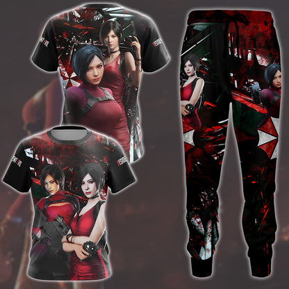 Resident Evil Ada Wong Video Game All Over Printed T-shirt Tank Top Zip Hoodie Pullover Hoodie Hawaiian Shirt Beach Shorts Joggers