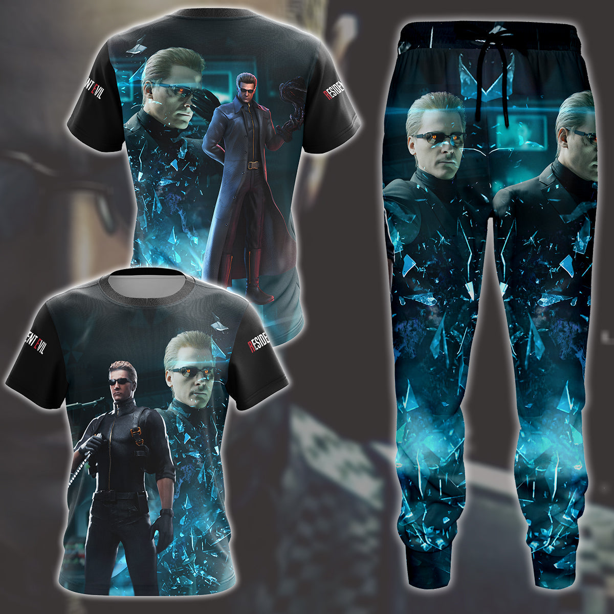Resident Evil Albert Wesker Video Game All Over Printed T-shirt Tank Top Zip Hoodie Pullover Hoodie Hawaiian Shirt Beach Shorts Joggers