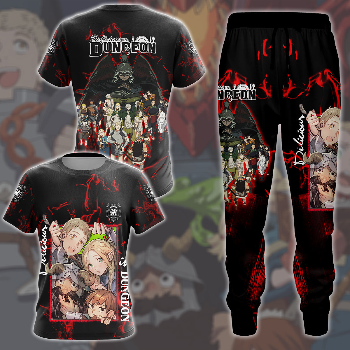 Delicious in Dungeon Anime Manga All Over Printed T-shirt Tank Top Zip Hoodie Pullover Hoodie Hawaiian Shirt Beach Shorts Joggers