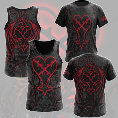 Kingdom Hearts Symbols The Heartless Emblem Video Game All Over Printed T-shirt Tank Top Zip Hoodie Pullover Hoodie Hawaiian Shirt Beach Shorts Joggers