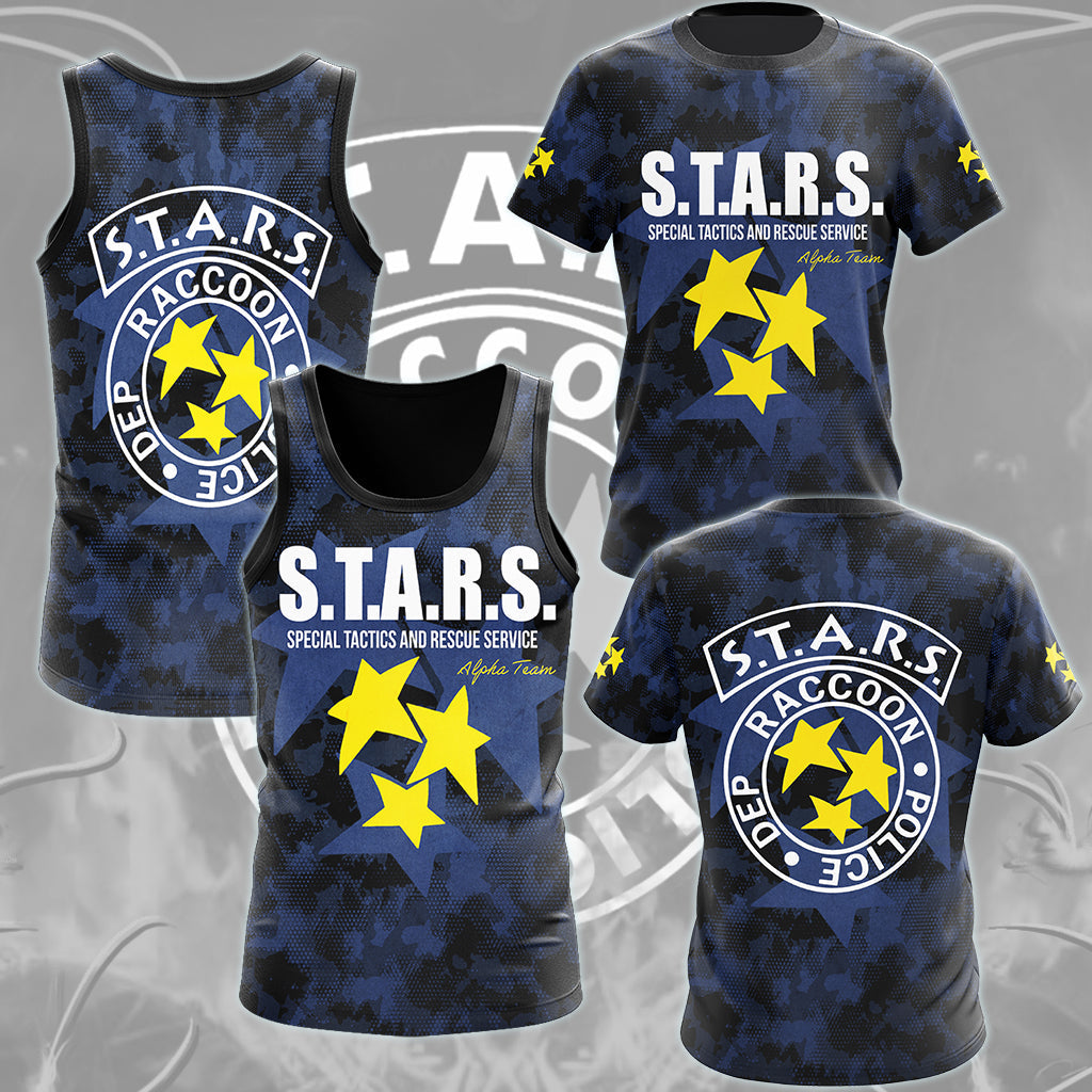 Resident Evil S.T.A.R.S. Alpha Team Video Game All Over Printed T-shirt Tank Top Zip Hoodie Pullover Hoodie Hawaiian Shirt Beach Shorts Joggers