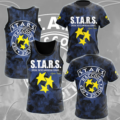 Resident Evil S.T.A.R.S. Alpha Team Video Game All Over Printed T-shirt Tank Top Zip Hoodie Pullover Hoodie Hawaiian Shirt Beach Shorts Joggers