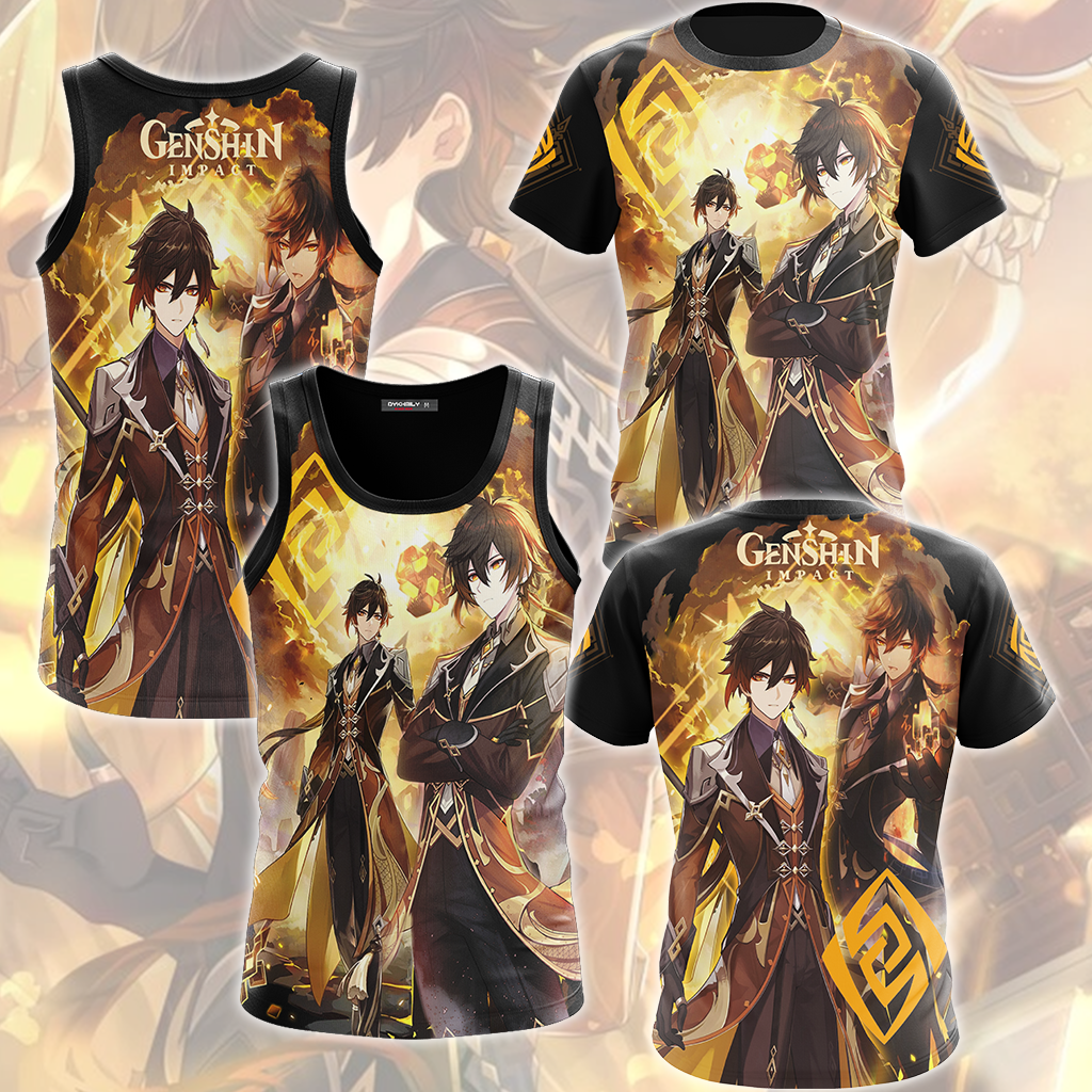 Genshin Impact Zhongli Video Game All Over Printed T-shirt Tank Top Zip Hoodie Pullover Hoodie Hawaiian Shirt Beach Shorts Joggers   
