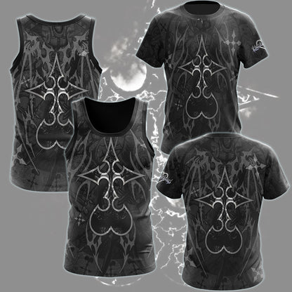 Kingdom Hearts Symbols The Nobody Sigil Video Game All Over Printed T-shirt Tank Top Zip Hoodie Pullover Hoodie Hawaiian Shirt Beach Shorts Joggers
