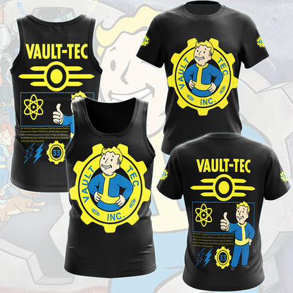 Fallout Vault-Tec Corporation Video Game All Over Printed T-shirt Tank Top Zip Hoodie Pullover Hoodie Hawaiian Shirt Beach Shorts Joggers