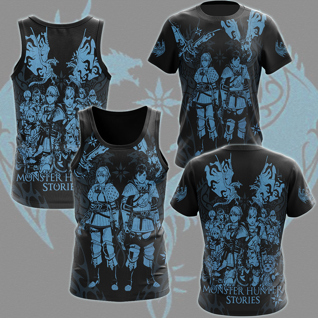 Monster Hunter Stories 3: Twisted Reflection Video Game All Over Printed T-shirt Tank Top Zip Hoodie Pullover Hoodie Hawaiian Shirt Beach Shorts Joggers