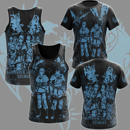Monster Hunter Stories 3: Twisted Reflection Video Game All Over Printed T-shirt Tank Top Zip Hoodie Pullover Hoodie Hawaiian Shirt Beach Shorts Joggers